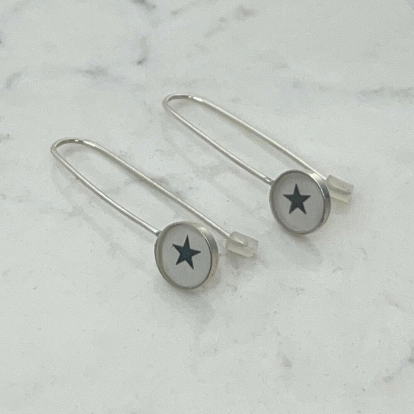 STORY AND STAR - Sterling Silver Drop Earrings - Star
