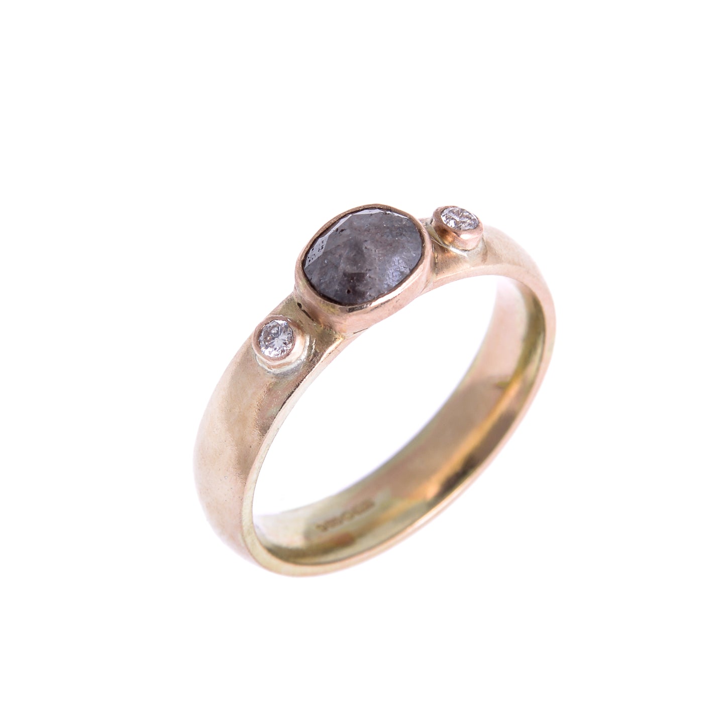 ANNE MORGAN - 9ct Yellow Gold Ring with Grey Diamond