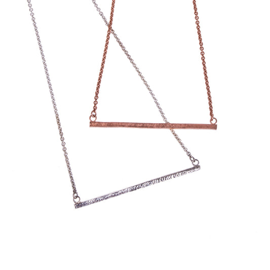 ANNE MORGAN -  Silver Bar Necklaces Small- Silver or Oxidised.