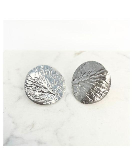 ANNE MORGAN JEWELLERY - Moonscape plain round earrings sil/ox