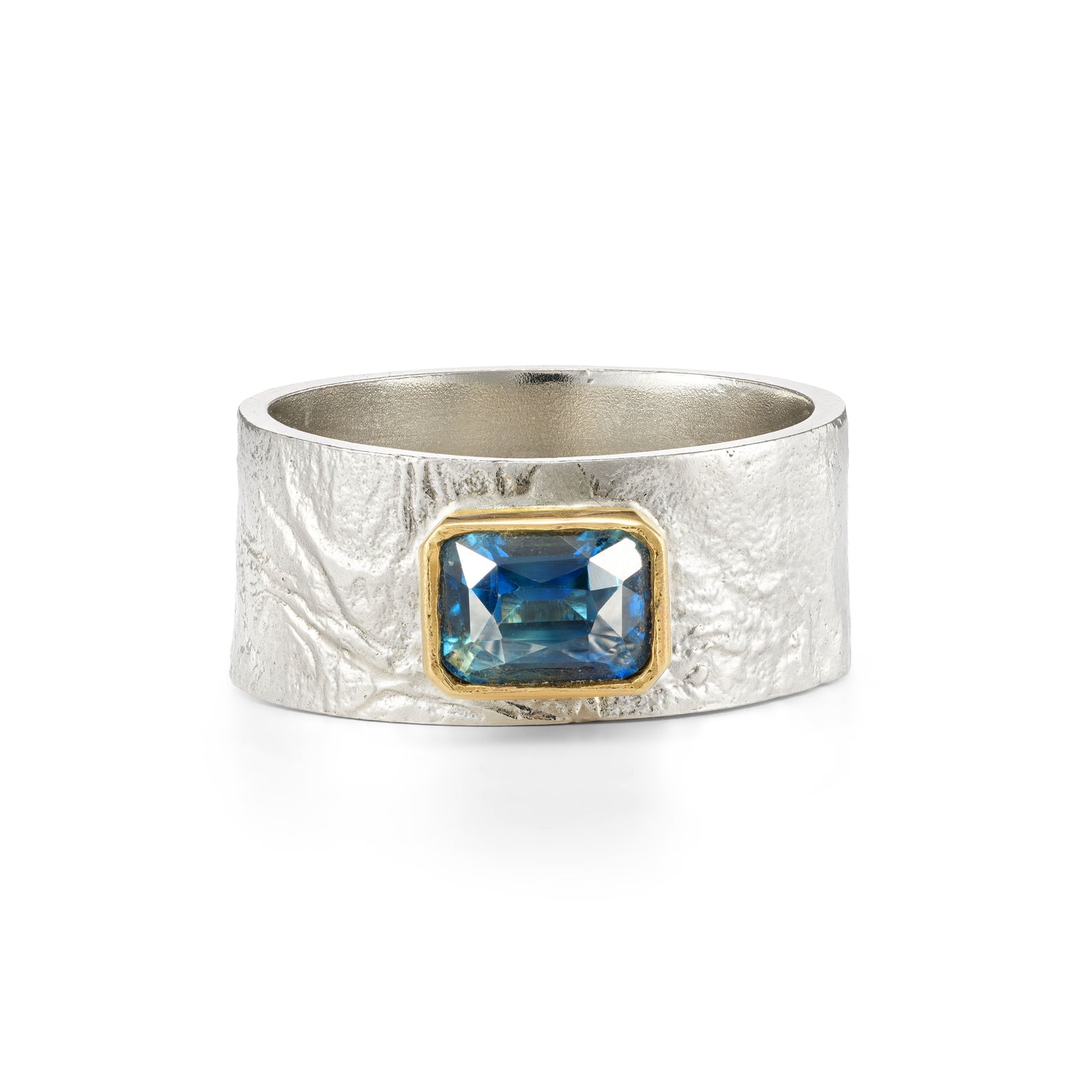 ANNE MORGAN - 9ct white gold Rebecca ring with 1.6ct teal sapphire