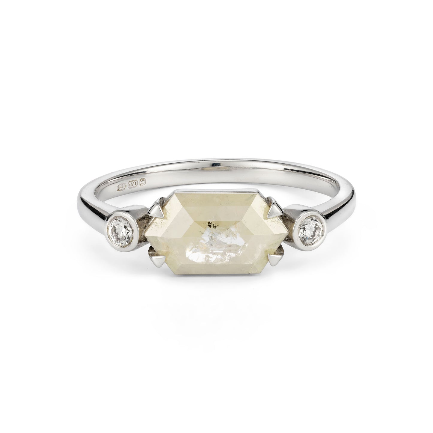 ANNE MORGAN - Hex Diamond Ring with Brilliant White Diamonds