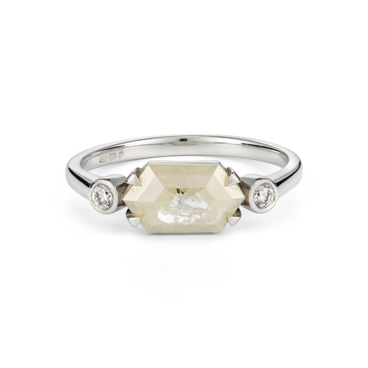 ANNE MORGAN - Hex Diamond Ring with Brilliant White Diamonds