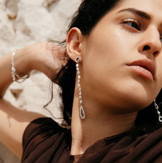 LOVENESS LEE - Essene Aurum Earrings - recycled sterling silver with freshwater pearls