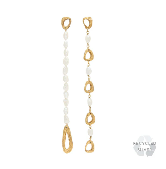 LOVENESS LEE - Essene Aurum Earrings - 18ct gold plated recycled sterling silver with freshwater pearls