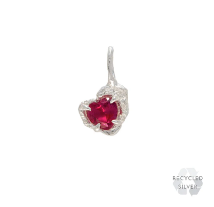 LOVENESS LEE - Red Ruby Argenty Heart necklace - Recycled sterling silver with lab grown ruby