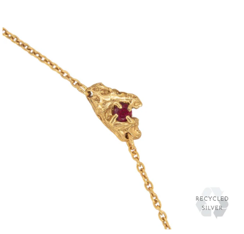 LOVENESS LEE - Ziyo Ruby Necklace - 18ct gold plated recycled sterling silver with lab grown ruby