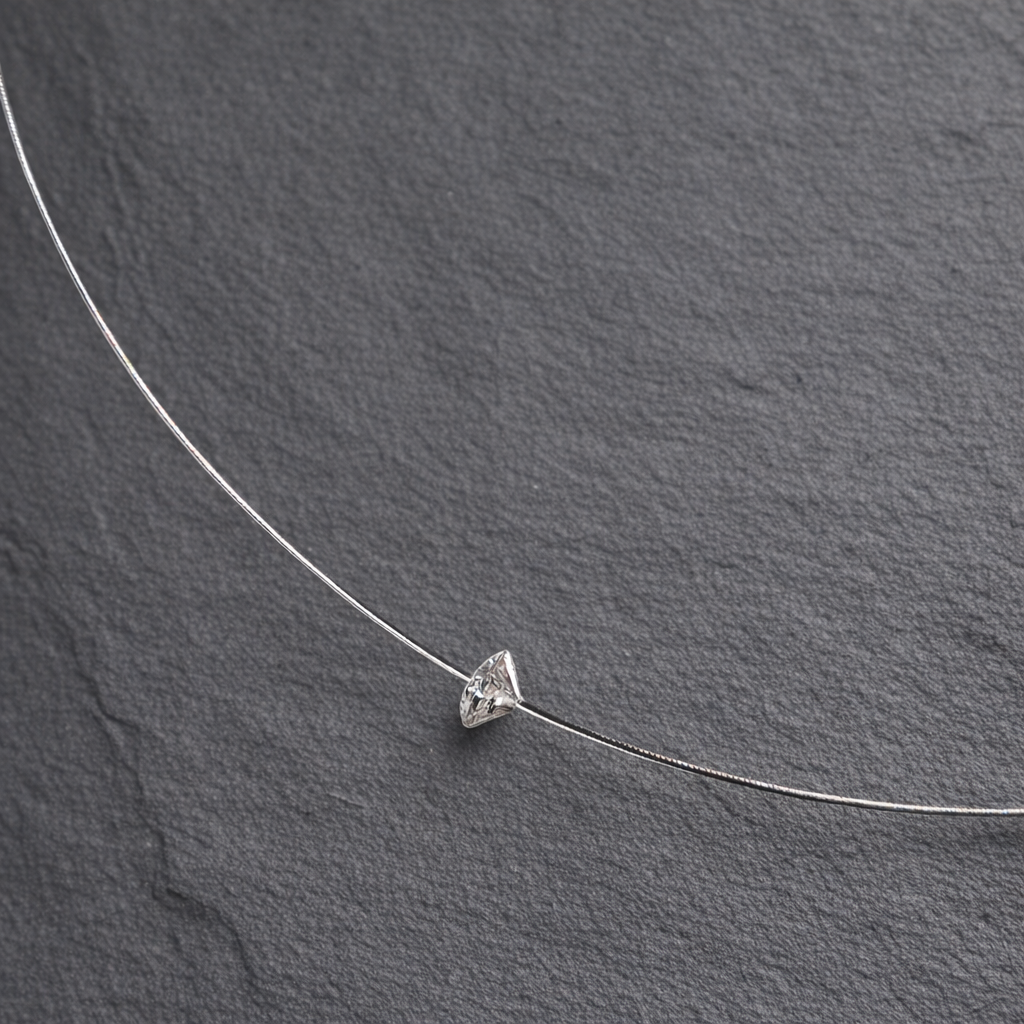 ANNE MORGAN - Salt and Pepper Diamond 0.65ct & Steel Cable