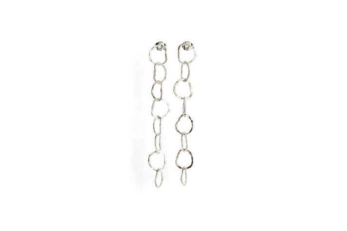 BEA JARENO - Afiok Eight Link Recycled Sterling Silver Drop Earring Studs