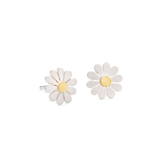 DIANA GREENWOOD - Teeny daisy earrings, silver and 18ct gold