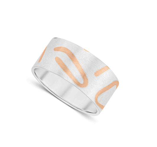 Statement Silver Ring with Red Gold Inlay