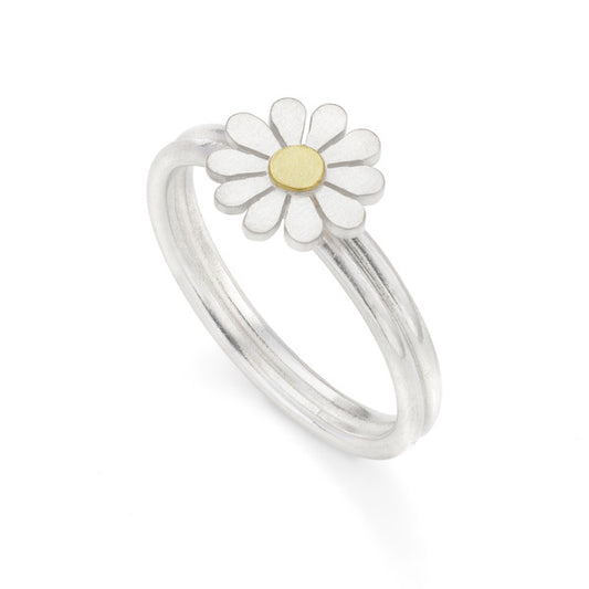 DIANA GREENWOOD - Teeny tiny daisy ring, silver and 18ct