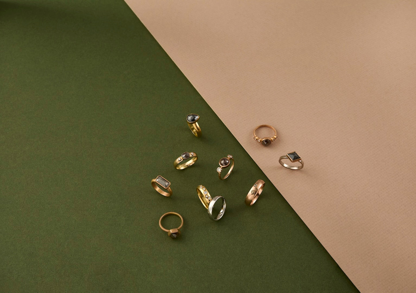 'Jessie' Red Rose Cut Brown Diamond 18ct Rose Gold Ring