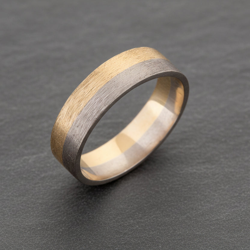 ANNE MORGAN - Two tone 18ct yellow and white gold band