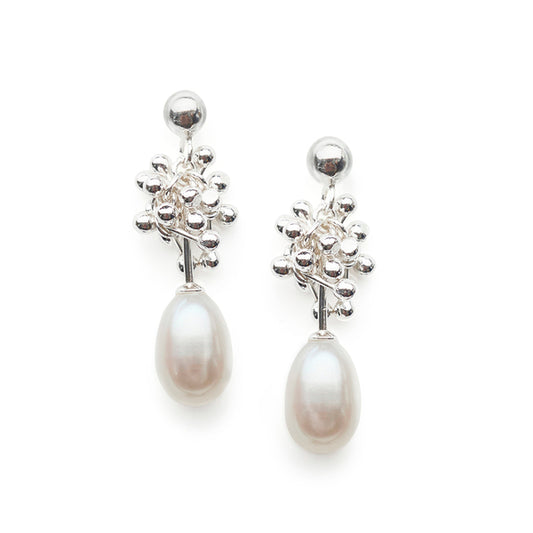 YEN  Droplet pearl sterling silver earrings