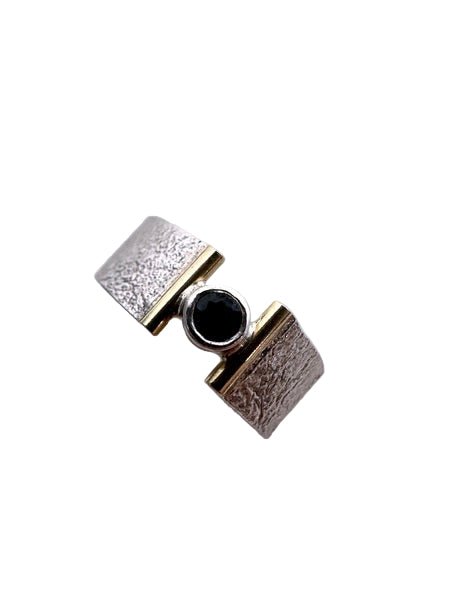 ANNE MORGAN - Moonscape Sterling Silver Hope Ring with Green Tourmaline Stone