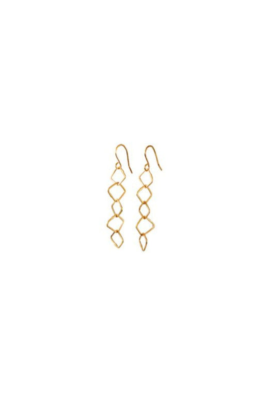 BEA JARENO - Indian Summer Signature Irregular 5 Link Hook Earrings 24ct yg Vermeil