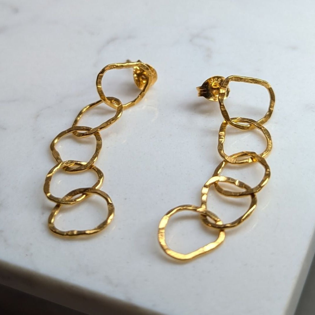 BEA JARENO Afiok five link signature textured links recycled 24kt yellow gold vermeil