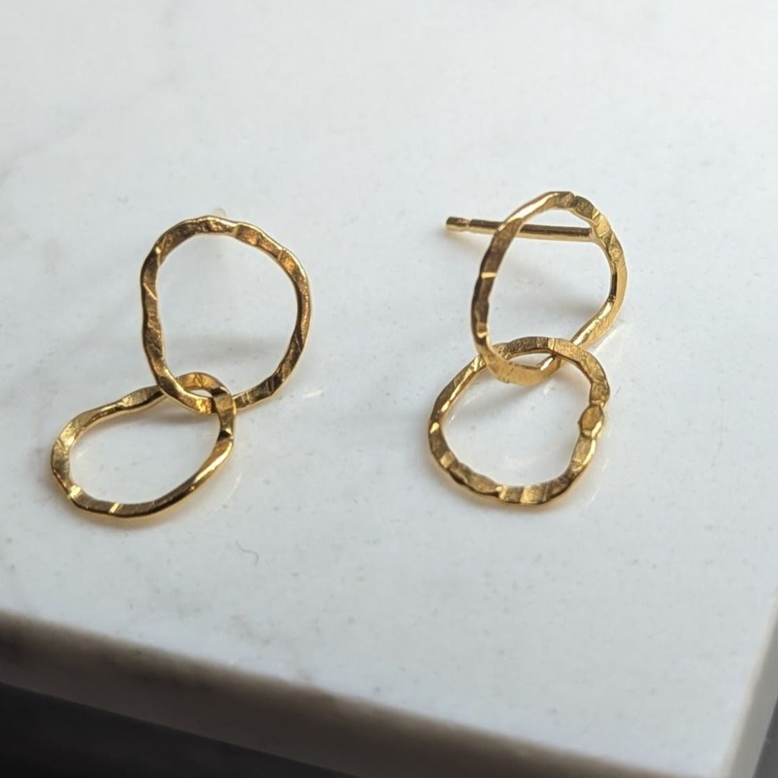 BEA JARENO Afiok two link signature textured links recycled 24kt yellow gold vermeil