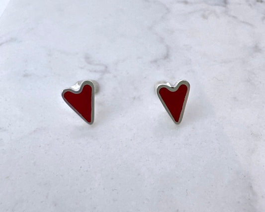 CLARE COLLINSON -  Little Red Heart Resign Filled Studs