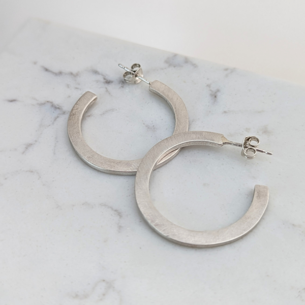 LUCY BURKE - 'C' hoops small silver