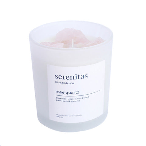SERENITAS - Rose Quartz Crystal Infused Scented Candle