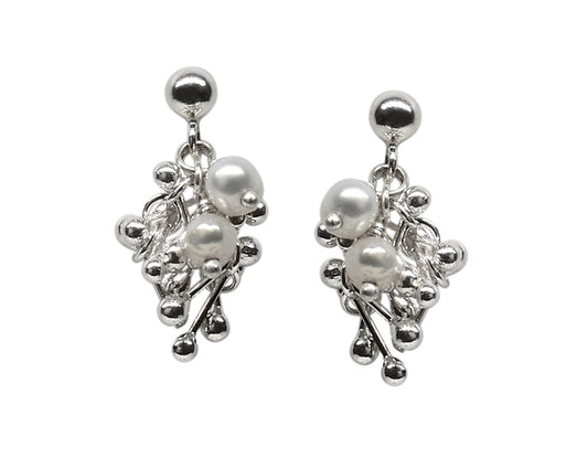 YEN - Joy Cluster Pearl Silver Earrings on post