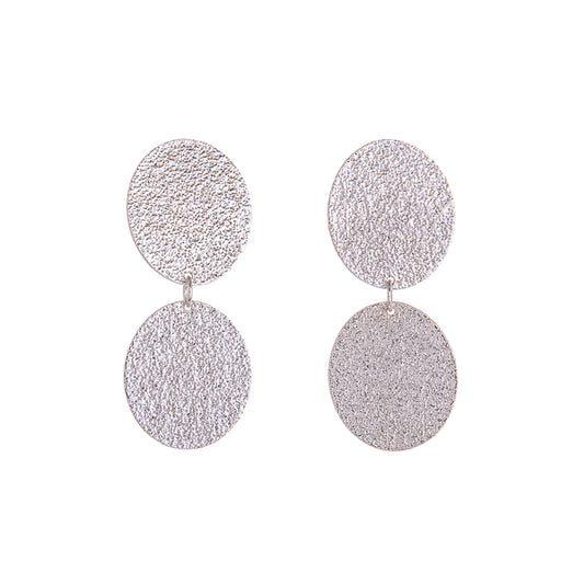 LUCY THOMPSON JEWELLERY - Silver double oval studs in silver.