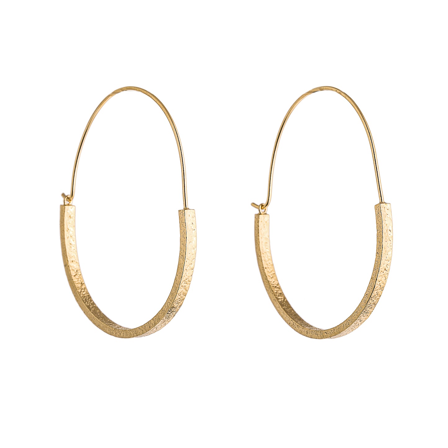 LUCY THOMPSON - Yellow Gold Plated Bar Basket Hoops