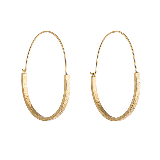 LUCY THOMPSON - Yellow Gold Plated Bar Basket Hoops