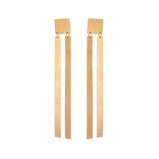 LUCY THOMPSON JEWELLERY - Statement Double Slatted Gold Plated Earrings