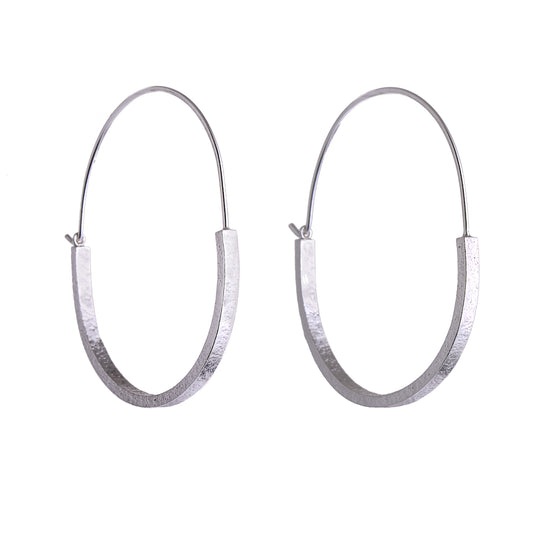 LUCY THOMPSON JEWELLERY -  Large Silver Bar Basket hoops