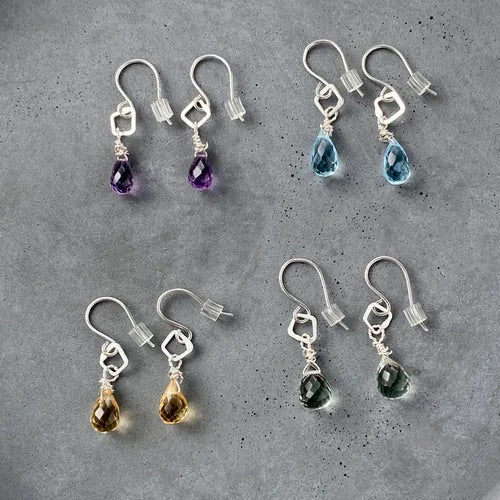 BEA JARENO - Indian Summer Fine Drop Earrings Recycled Sterling Amethyst Gemtsones