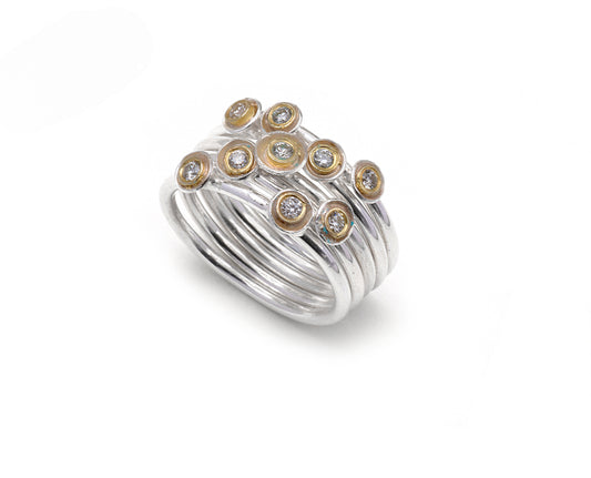 SHIMARA CARLOW - Silver Cluster Ring With Diamonds