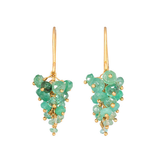 KATE WOOD - Grape Earrings: Emerald, Yellow Gold Vermeil