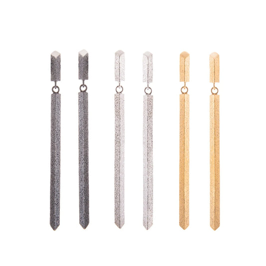 LUCY THOMPSON - Angled BAR Drop Earrings, oxidised silver