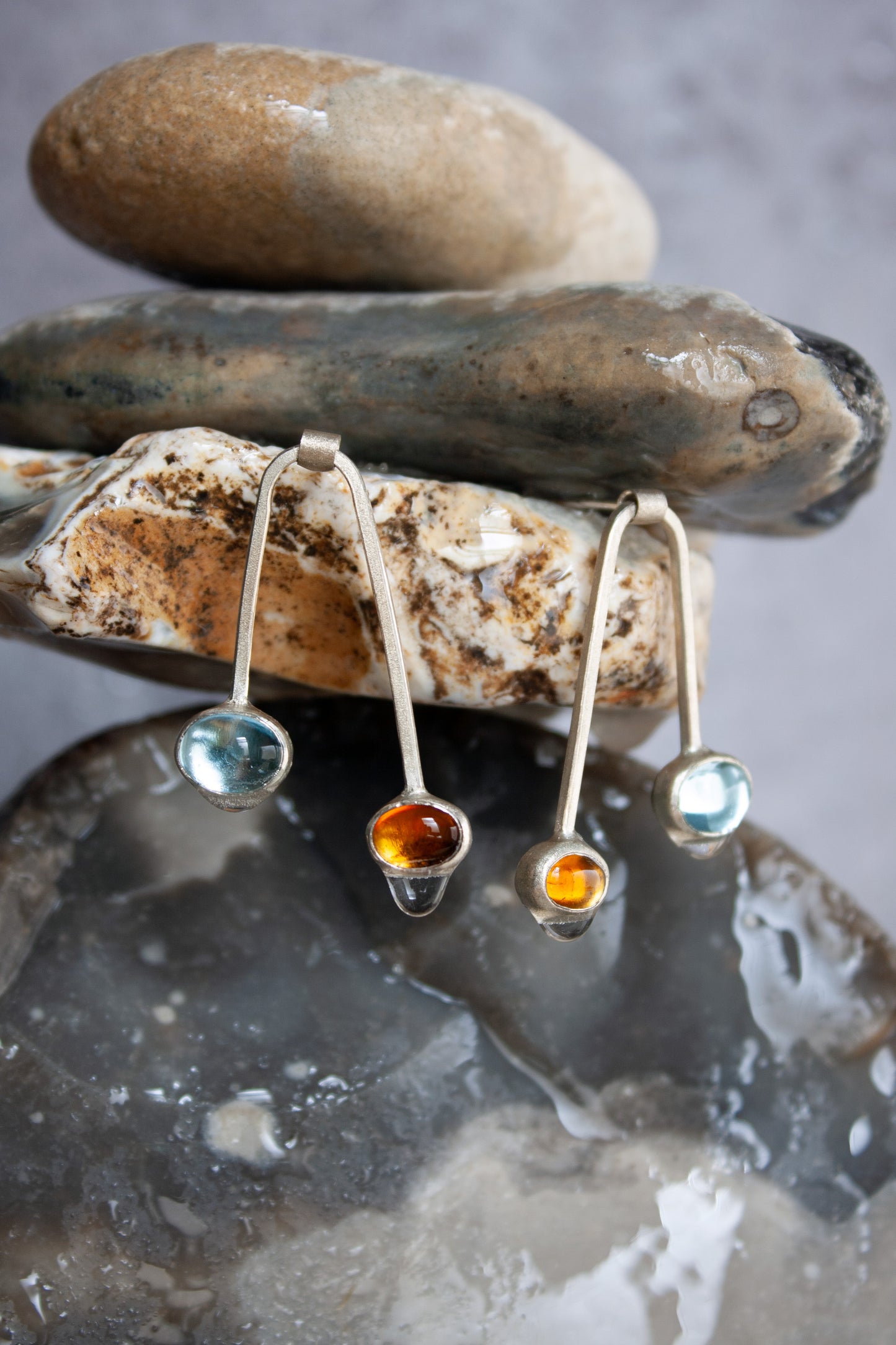 SCOTT MILLAR - Dawn Pendulum Earrings with Topaz & Garnet in Silver