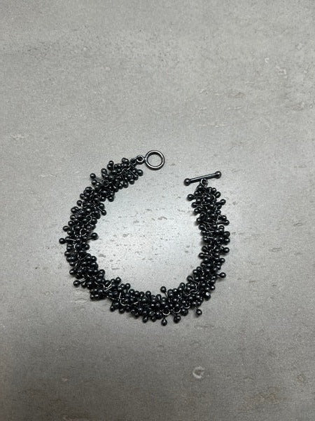 YEN - Molecule Oxidised Silver Double Bracelet