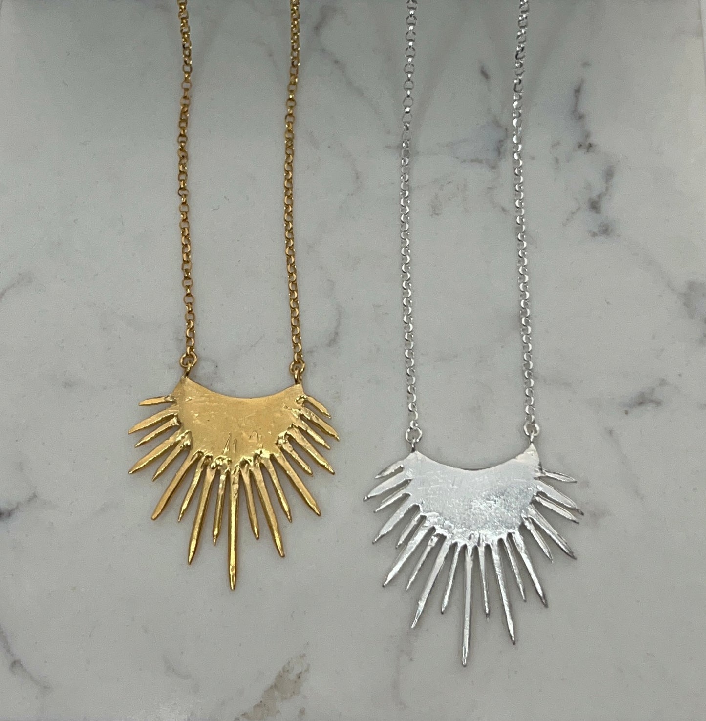 SLAB Morano spiked halo necklace gold vermeil