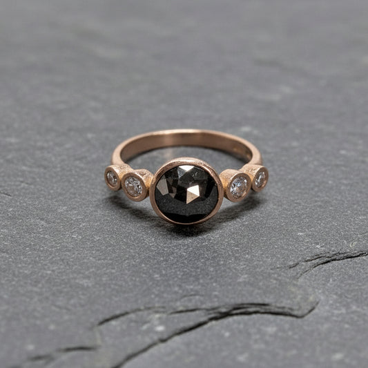 'Jessie' Red Rose Cut Brown Diamond 18ct Rose Gold Ring