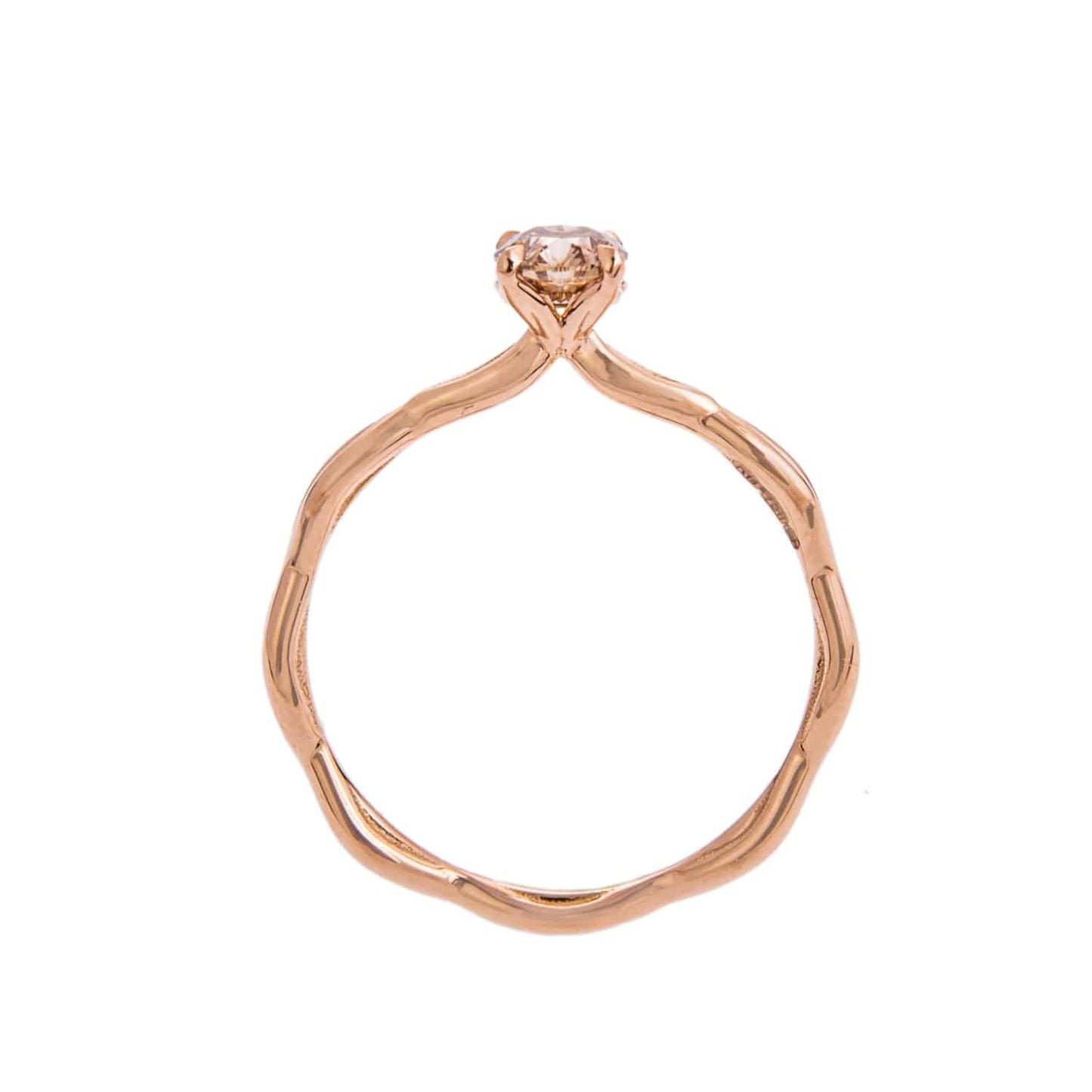 KATHARINE DANIELS Rosebud diamond solitaire ring- 18ct rose gold and champagne diamond ring 0.40ct round champagn diamond
