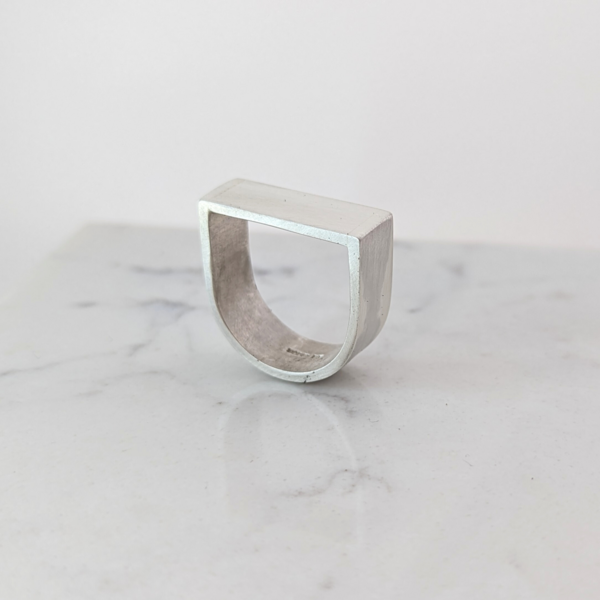 LUCY BURKE -  D Shape Wide Silver Ring (size N1/2)