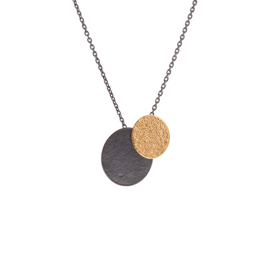 LUCY THOMPSON JEWELLERY - Pendant Double Oval Pendant, One Gold Plated Oxidised