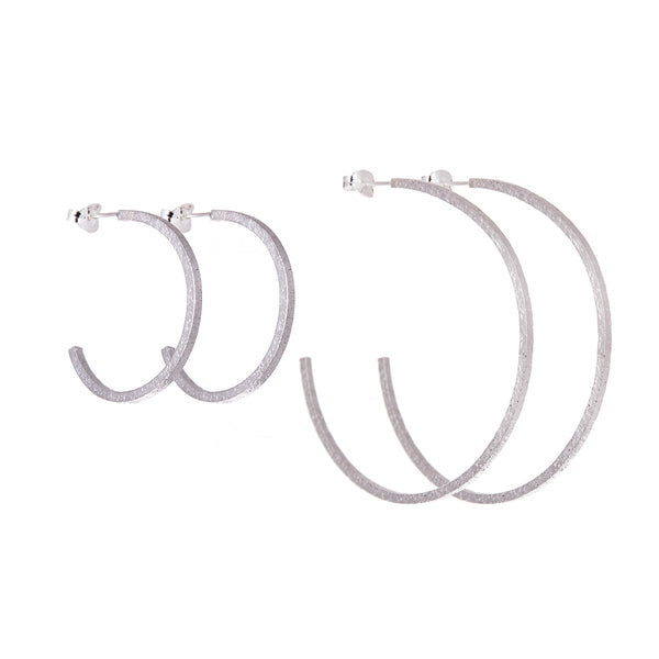 LUCY THOMPSON JEWELLERY -  Hoops Small Textured Silver