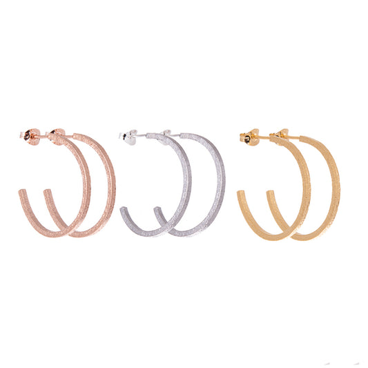 LUCY THOMPSON JEWELLERY - Hoops Small Textured Rose Gold Plated