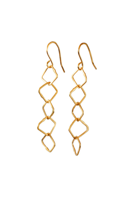 BEA JARENO  Indian summer signature irregular 5 link hook earrings 24ct yellow gold vermeil