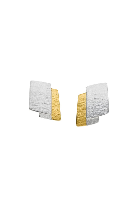 MANU - Sterling Silver and 22ct Yellow Gold Layered Stud Earrings