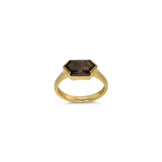 ANNE MORGAN - Brown freeform  Diamond in 18ct yellow gold