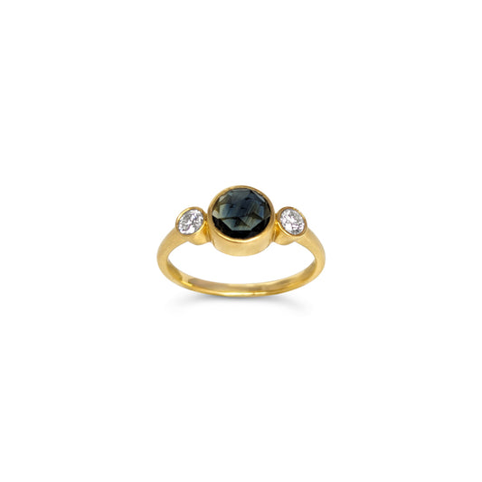 ANNE MORGAN - 18ct Gold Sapphire 0.98ct and Brilliant White Diamond Ring