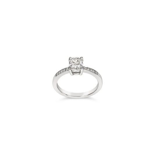 ANNE MORGAN - Platinum and Cushion Cut Diamond Ring